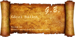 Géczi Bálint névjegykártya